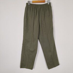 St. Michael Women's Pants Size 14 Olive Cotton Creased Casual Outerwear Leisure